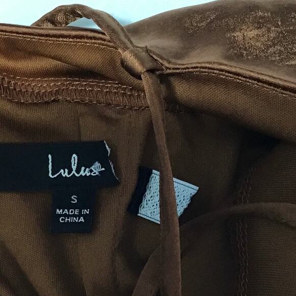 LULU'S SZ S Copper Asymmetric One-Shoulder Lace up Party Maxi Dress NEW B66 - Picture 6 of 8